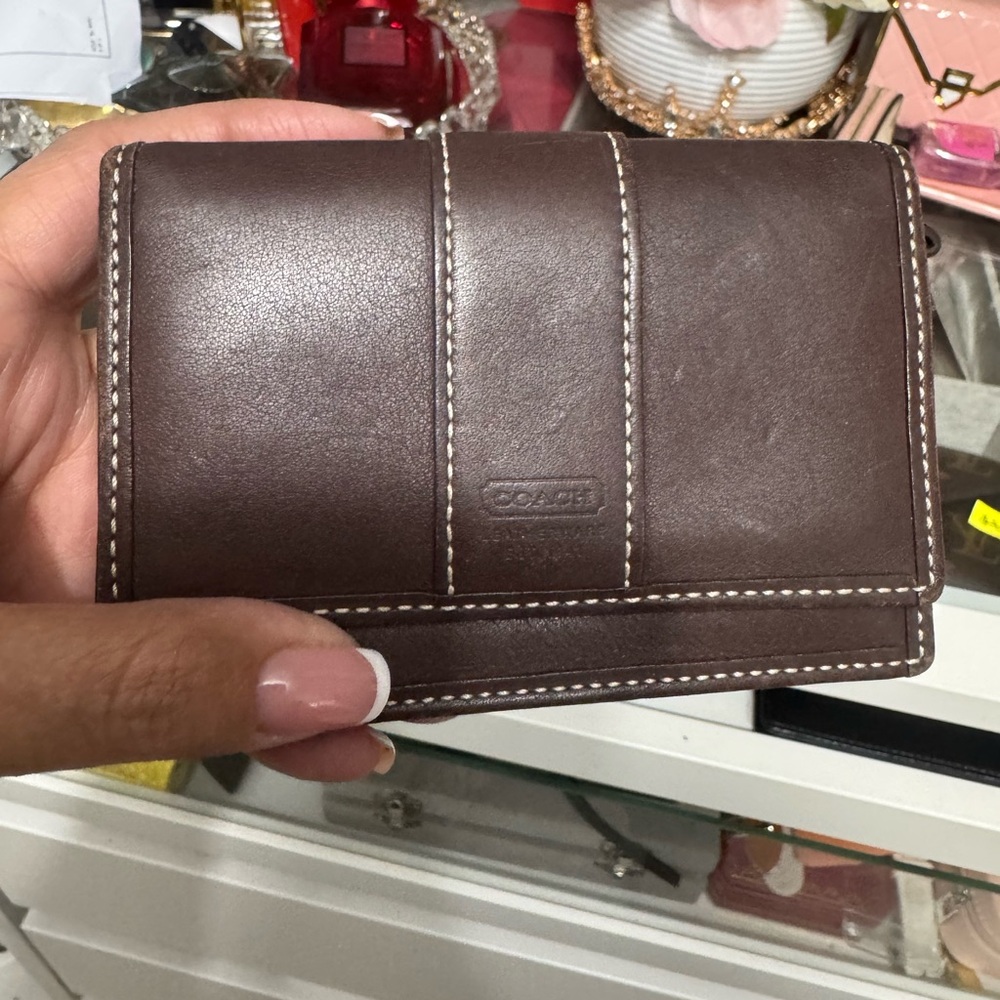 Coach Dark Brown Leather Card Holder